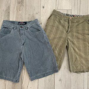 LOt 2 Quicksilver Quikjean Blue Corduroy Plaid